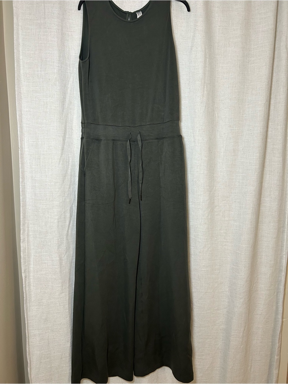 Spanx Airluxe Sleeveless Drawstring Jumpsuit - Olive Green Size XL